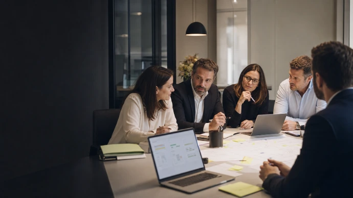 Consultants Odoo Prelium en atelier de cadrage avec une équipe projet